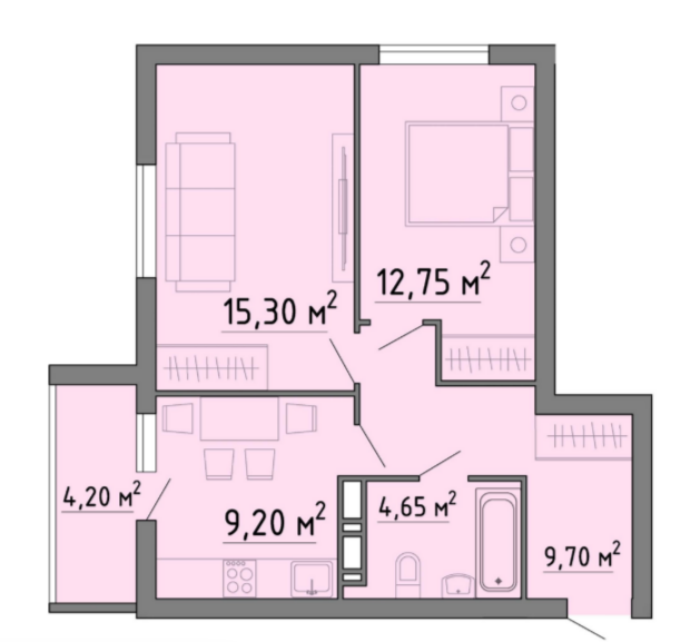 2-комнатная 55.8 м2 в ЖК undefined корпус null этаж 11