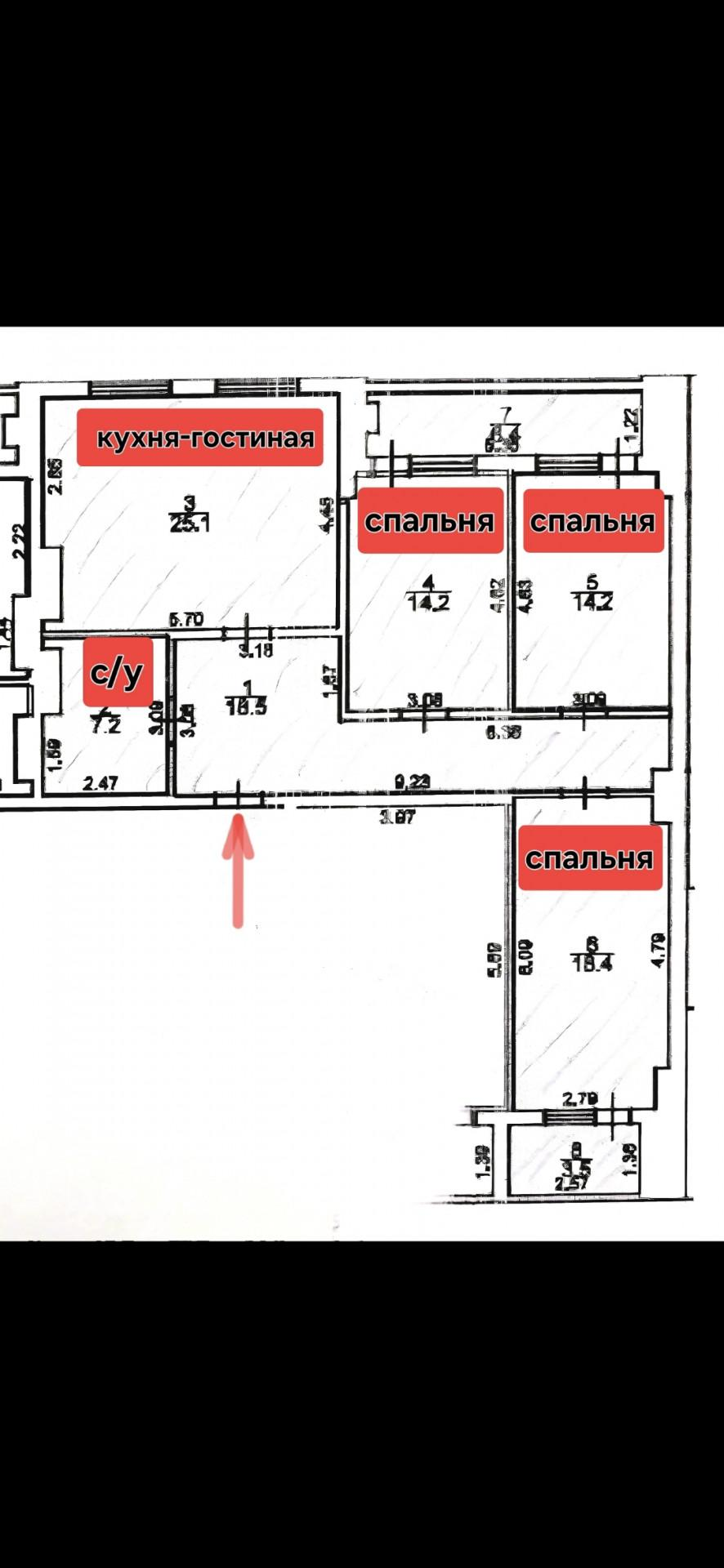 3-комнатная 97.6 м2 в ЖК undefined корпус null этаж 10