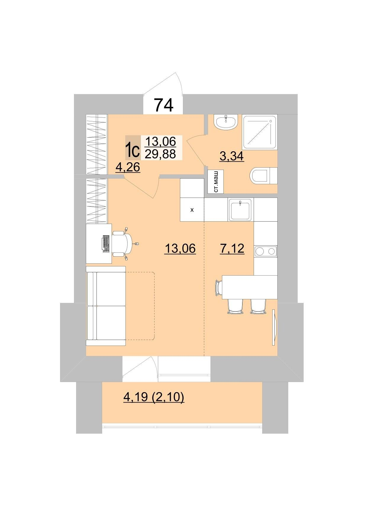 Студия 31 м2 в ЖК Философия Идеалистов на Театральной корпус null этаж 13