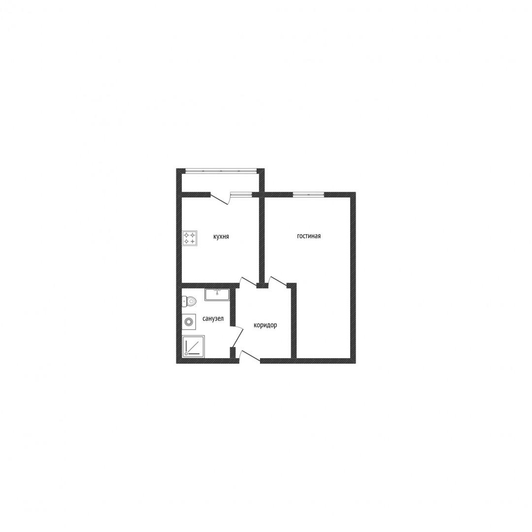 1-комнатная 32.8 м2 в ЖК undefined корпус null этаж -2