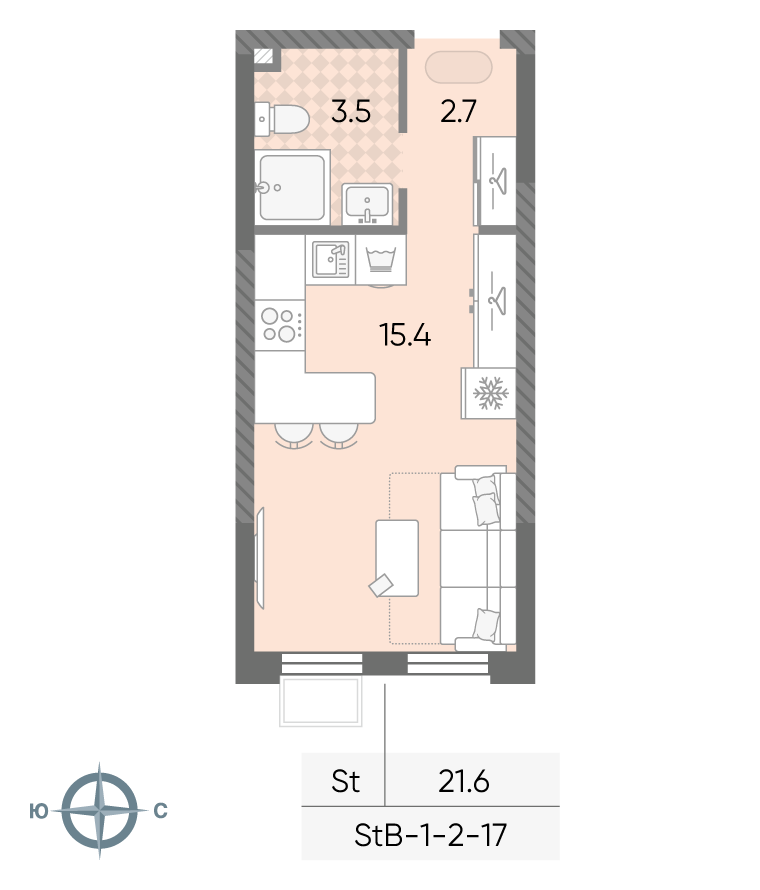 Студия 21 м2 в ЖК ЛУЧИ корпус null этаж 5