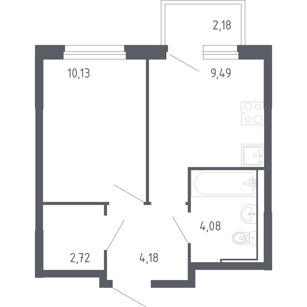 1-комнатная 32 м2 в ЖК Чаркова 72 корпус null этаж 10