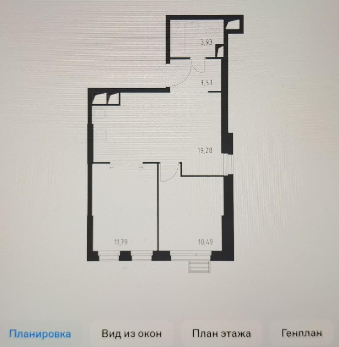 2-комнатная 48.3 м2 в ЖК undefined корпус null этаж 4