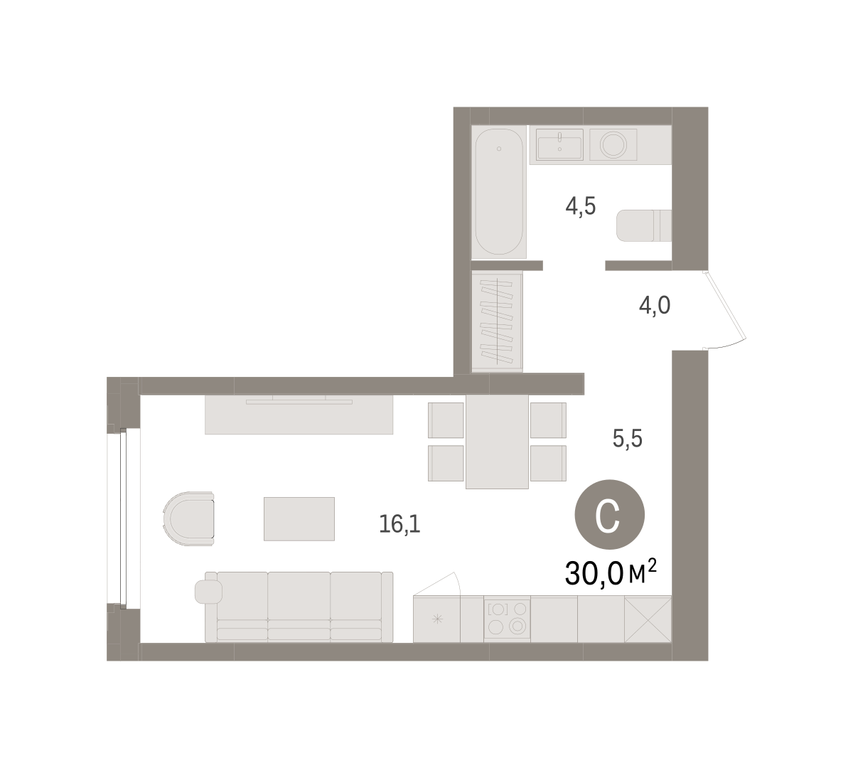 Студия 30 м2 в ЖК Зарека корпус null этаж 2