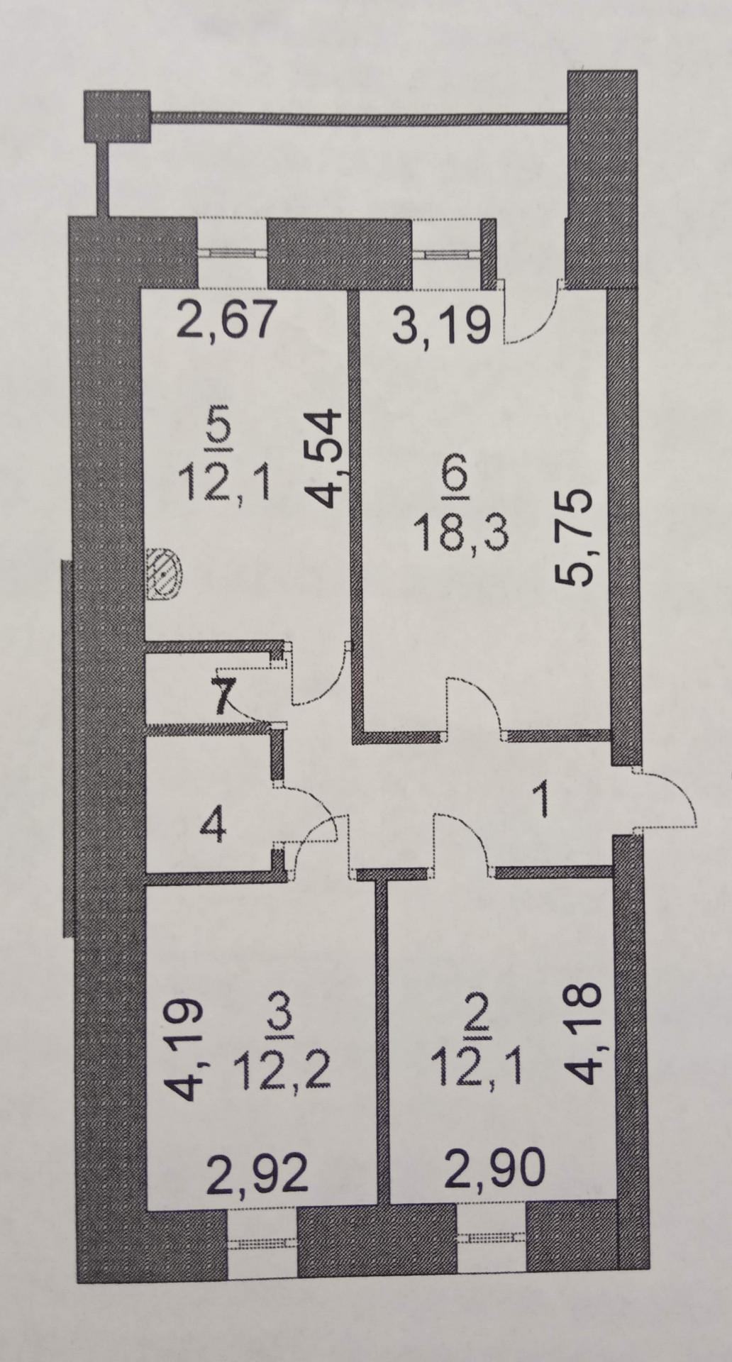 3-комнатная 70 м2 в ЖК undefined корпус null этаж 6