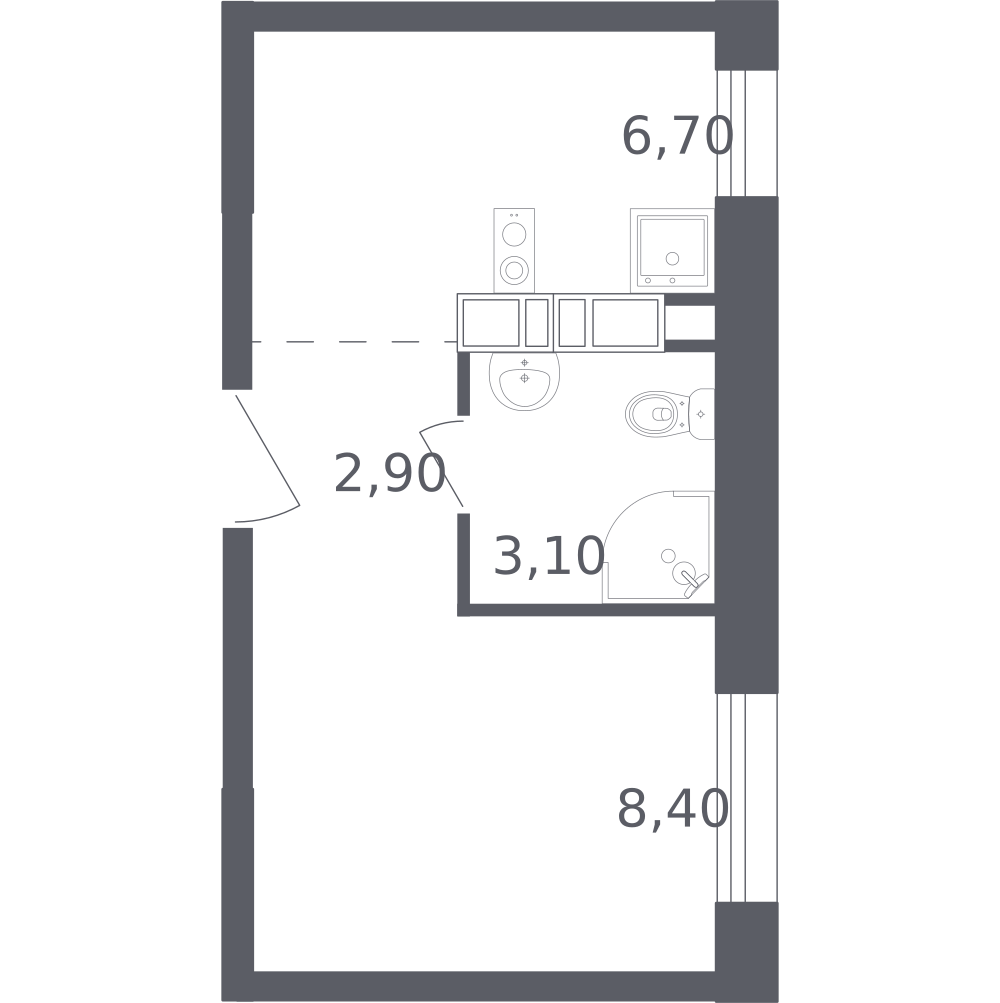 1-комнатная 21 м2 в ЖК Ольховый Квартал корпус null этаж 13