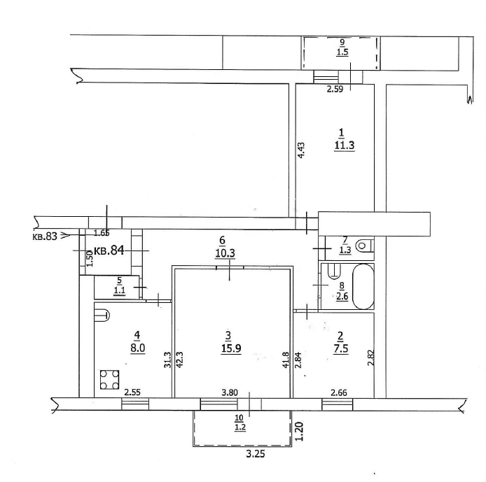3-комнатная 60.7 м2 в ЖК undefined корпус null этаж 3