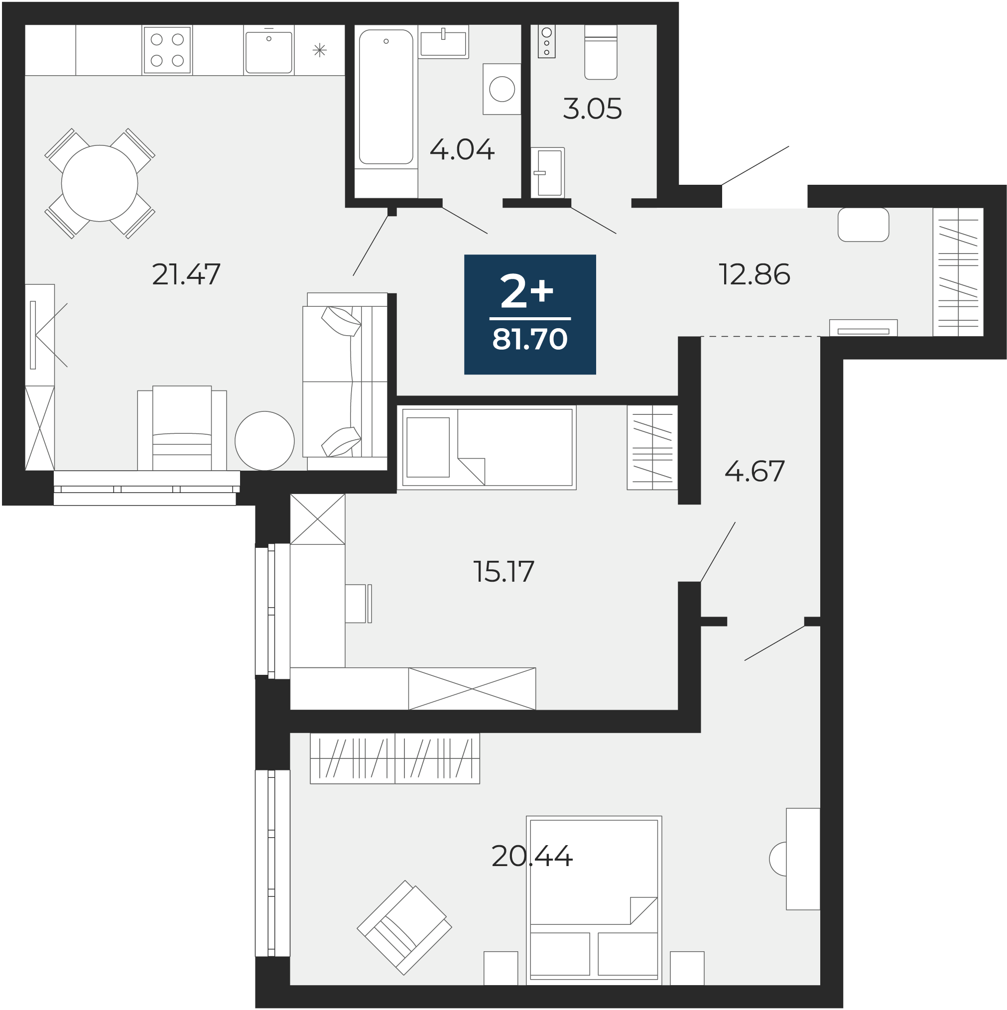 2-комнатная 81 м2 в ЖК Никольский корпус null этаж 1