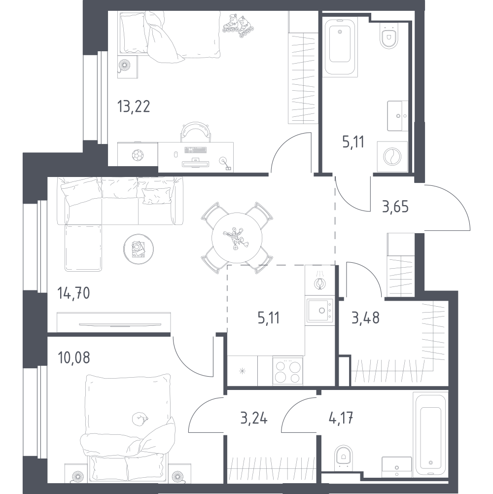 Студия 62 м2 в ЖК Заречье Парк корпус null этаж 2