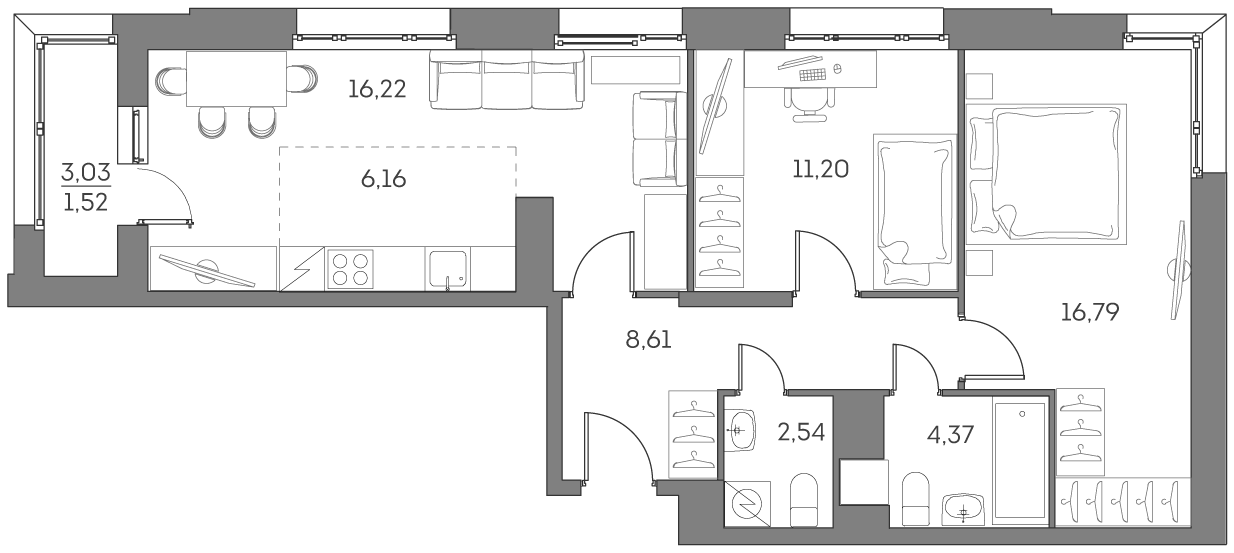 Студия 67 м2 в ЖК Аквилон Beside 2.0 корпус null этаж 4