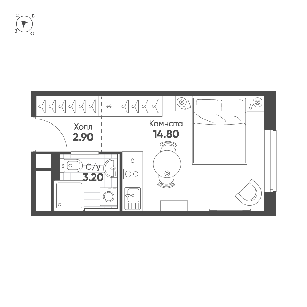 Студия 20 м2 в ЖК AVENUE-APART ПУЛКОВО корпус null этаж 6