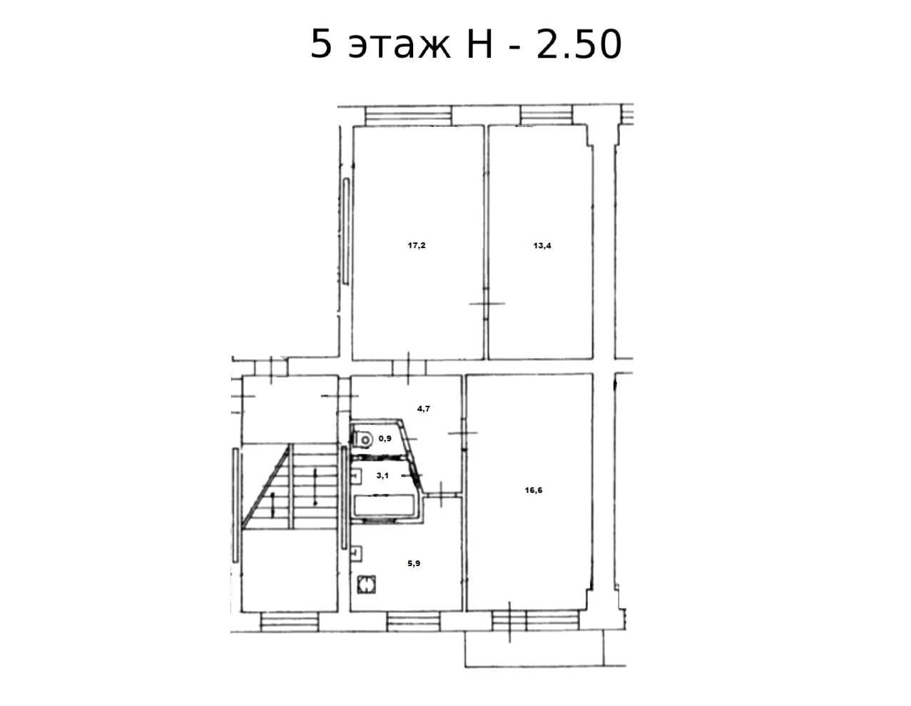 3-комнатная 60.9 м2 в ЖК undefined корпус null этаж 5