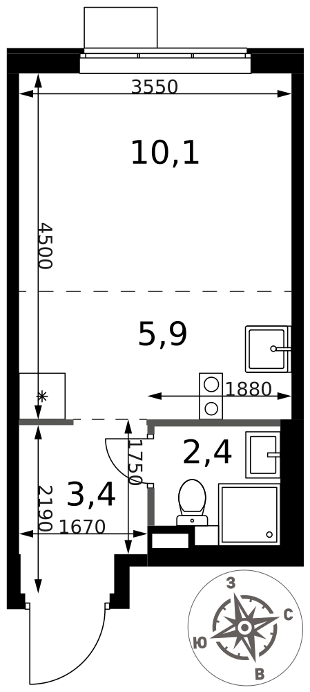Студия 21 м2 в ЖК 1-й Химкинский корпус null этаж 13