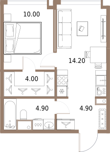 1-комнатная 38 м2 в ЖК Северный порт. Береговые кварталы корпус null этаж 10