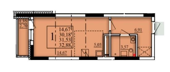 Студия 31 м2 в ЖК Паруса корпус null этаж 18