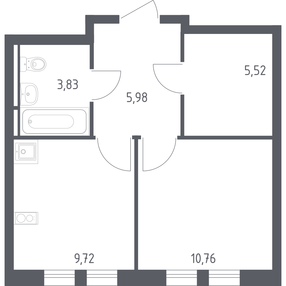 1-комнатная 35 м2 в ЖК Остафьево корпус null этаж 7
