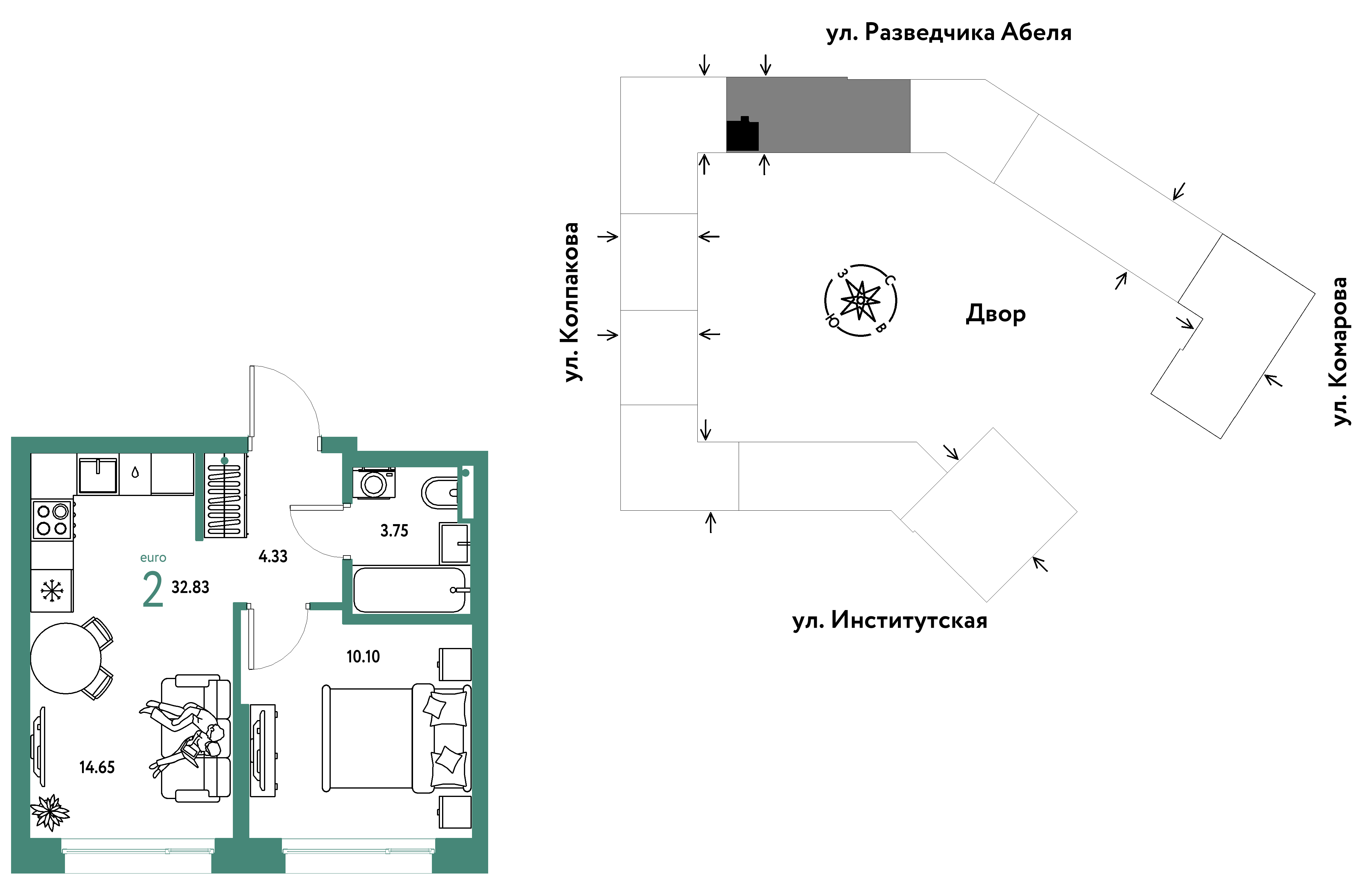 Студия 32 м2 в ЖК Страна.Парковая корпус null этаж 13