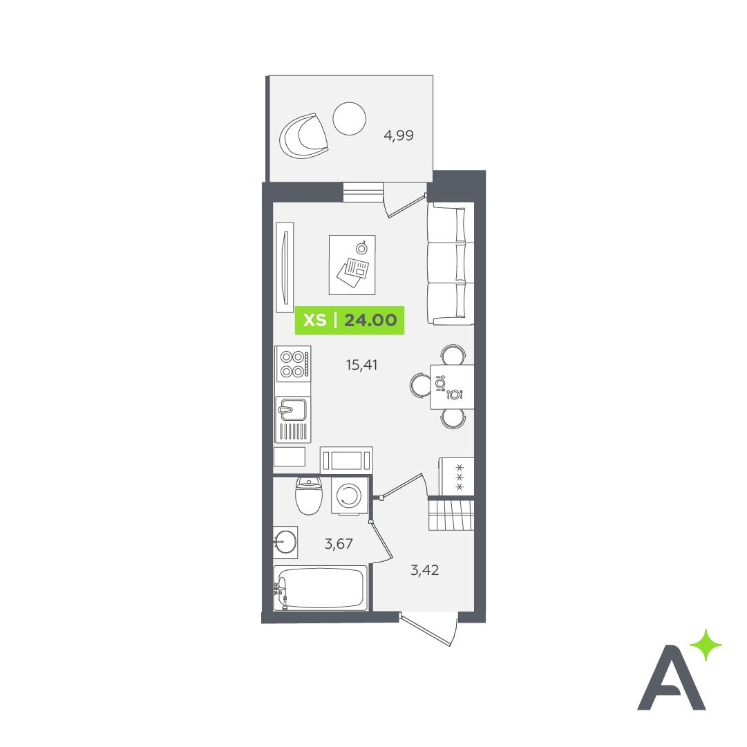 Студия 23 м2 в ЖК Аквилон STORIES корпус null этаж 12