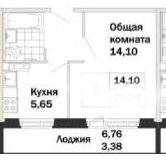 1-комнатная 25.5 м2 в ЖК undefined корпус null этаж 3