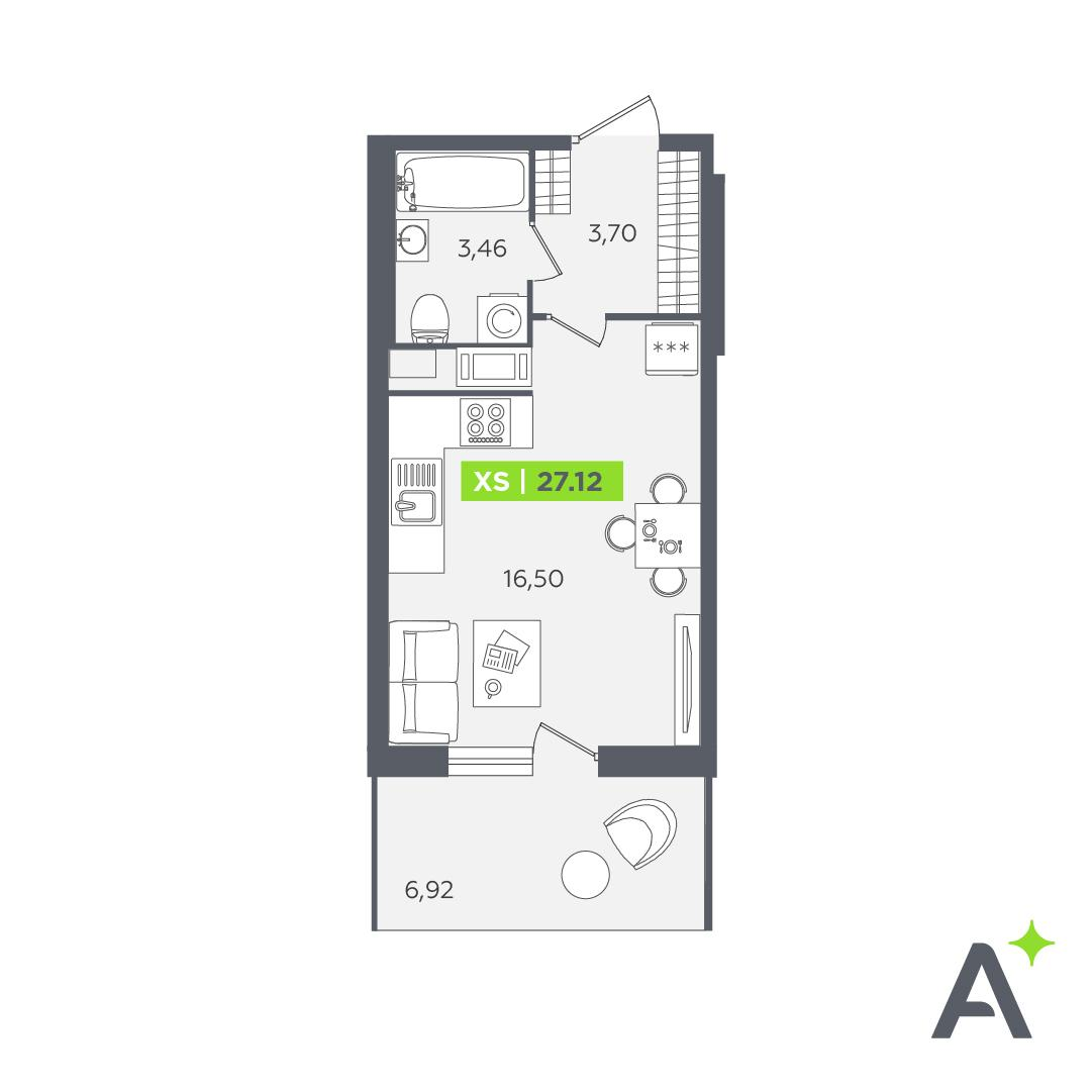 Студия 25 м2 в ЖК Аквилон STORIES корпус null этаж 7