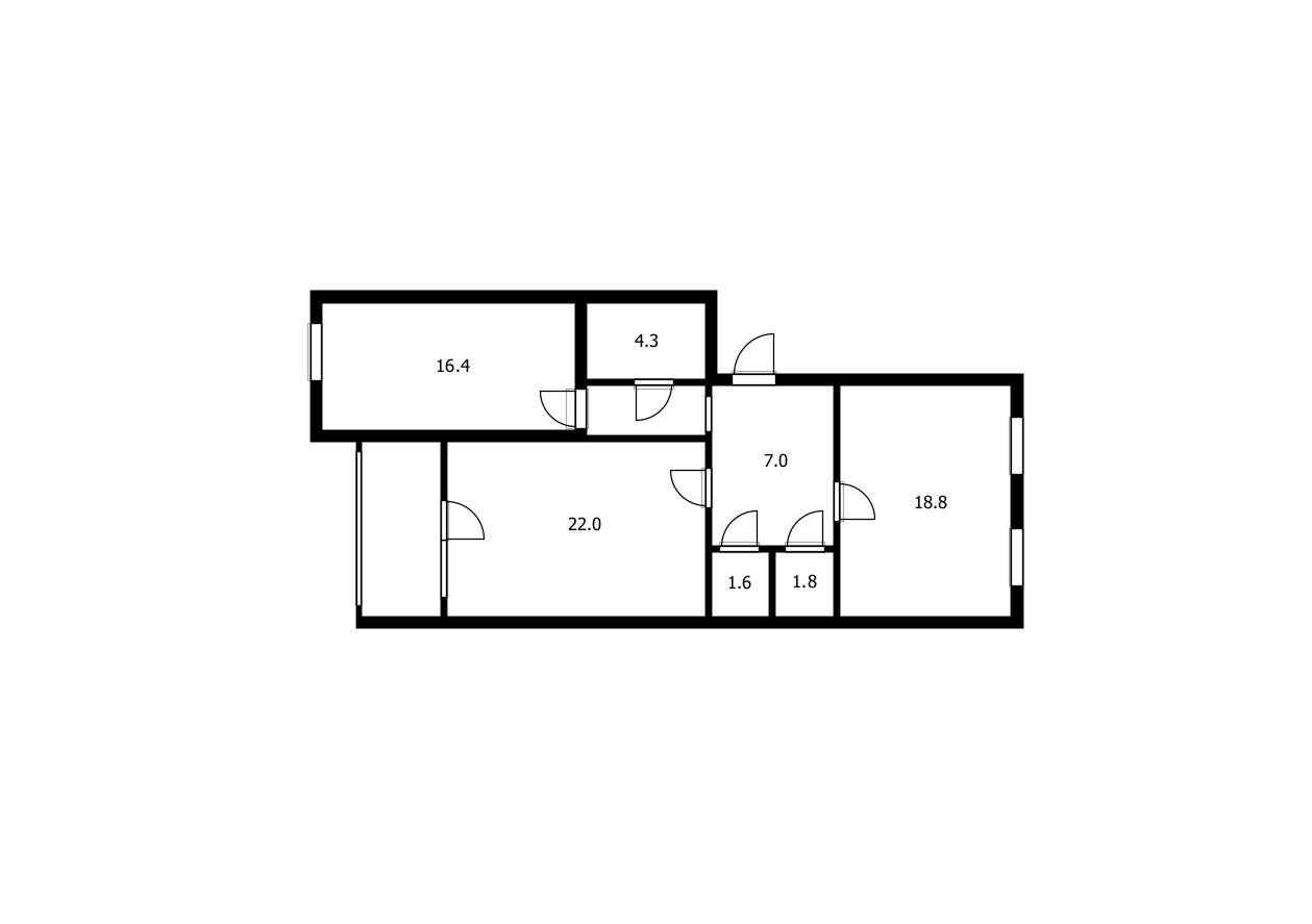 2-комнатная 75.3 м2 в ЖК undefined корпус null этаж 4