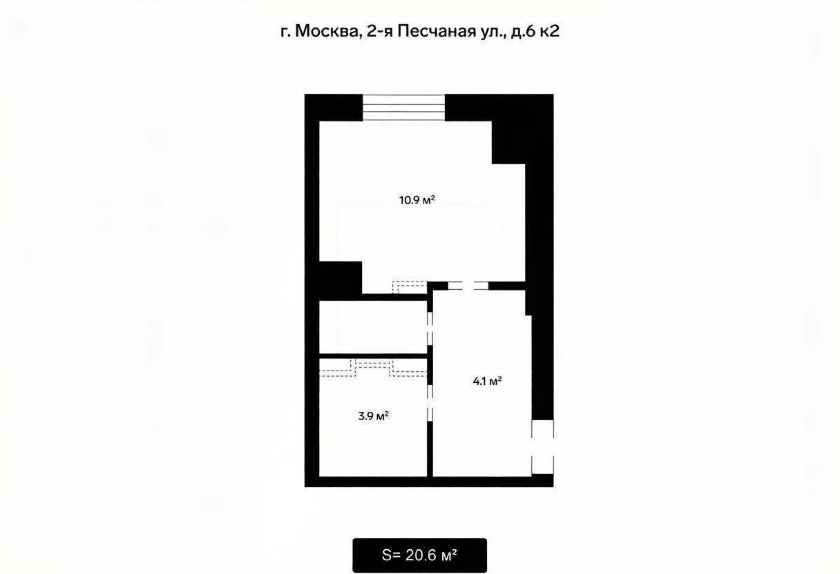Студия 20.6 м2 в ЖК undefined корпус null этаж 1