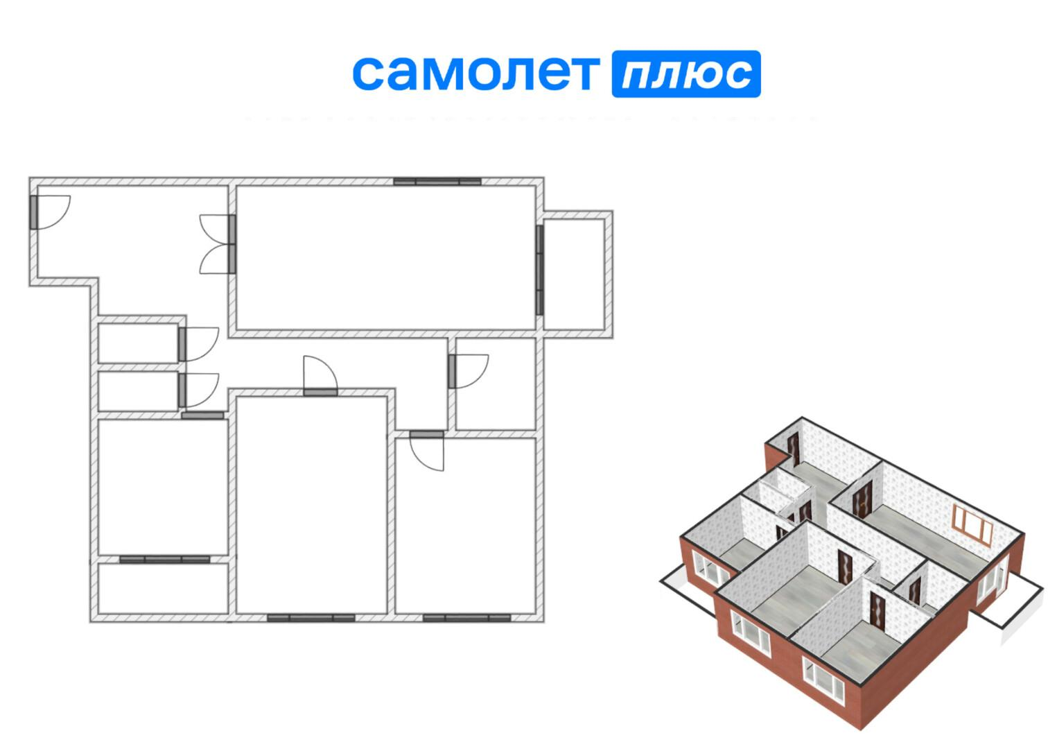 3-комнатная 76.6 м2 в ЖК undefined корпус null этаж 7