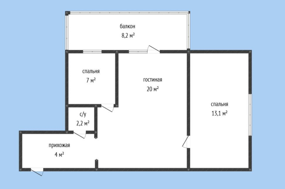 3-комнатная 57 м2 в ЖК undefined корпус null этаж 3