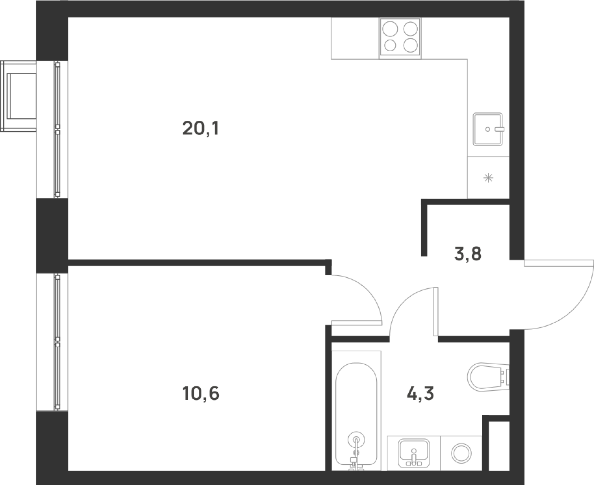 1-комнатная 38 м2 в ЖК Foreville корпус null этаж 8