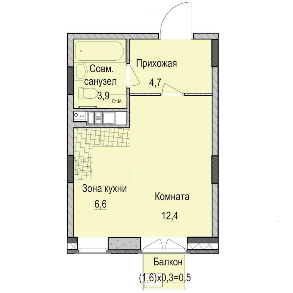 Студия 28 м2 в ЖК Фермаполис корпус null этаж 4