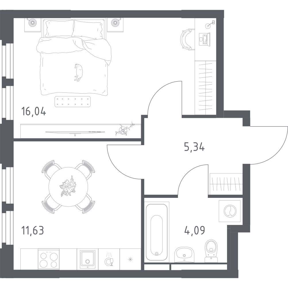 1-комнатная 37 м2 в ЖК Космический Квартал корпус null этаж 6
