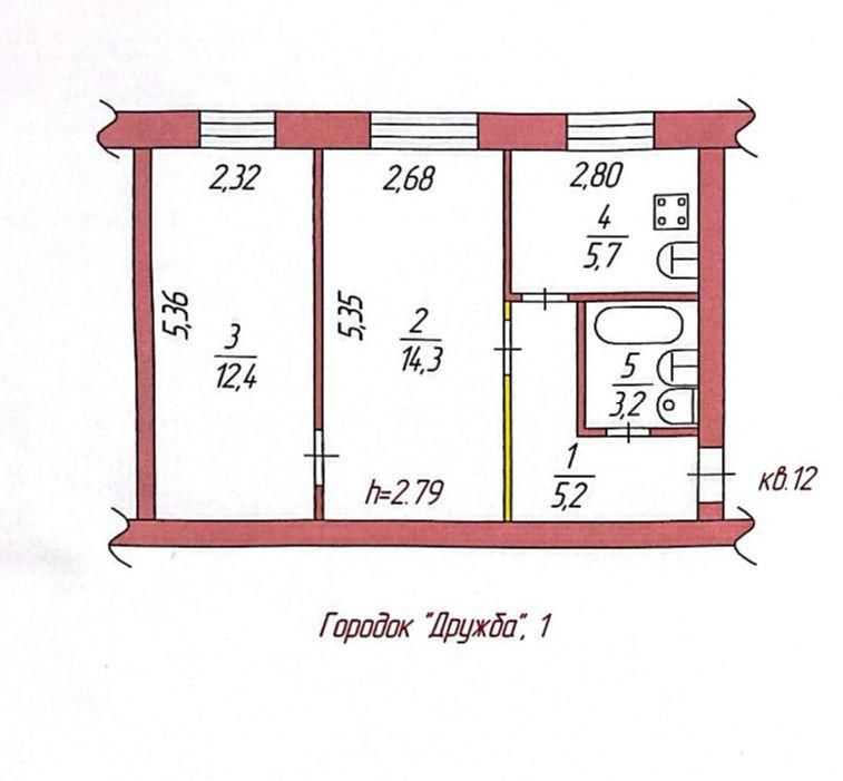2-комнатная 40.8 м2 в ЖК undefined корпус null этаж 1