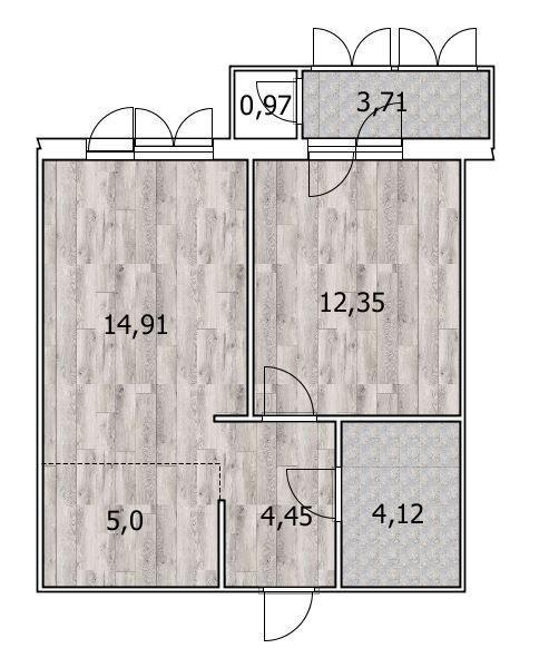 1-комнатная 41.2 м2 в ЖК undefined корпус null этаж 1