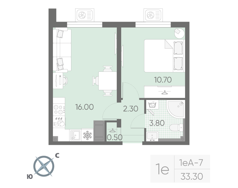 1-комнатная 33 м2 в ЖК Зеркальный ручей корпус null этаж 21
