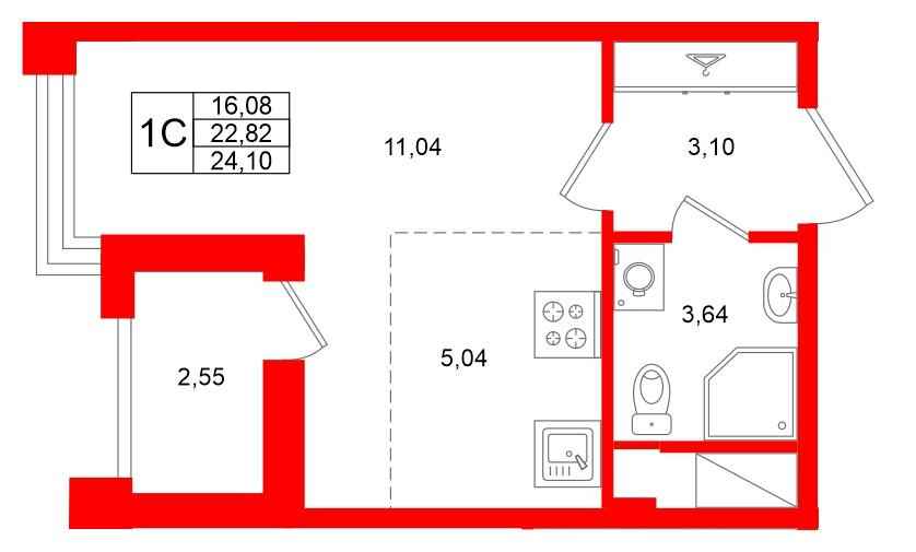 Студия 22 м2 в ЖК Титул в Московском корпус null этаж 6