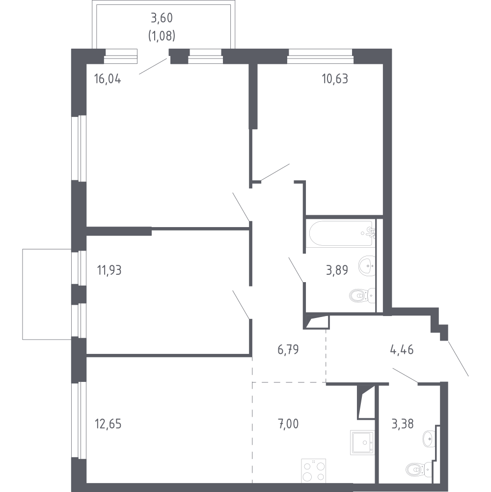 Студия 76 м2 в ЖК Чаркова 72 корпус null этаж 17