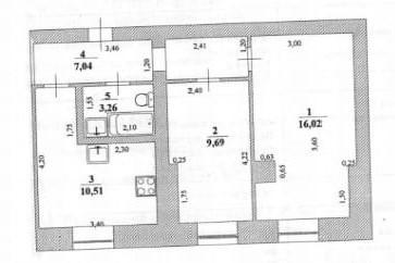 2-комнатная 46.5 м2 в ЖК undefined корпус null этаж 1