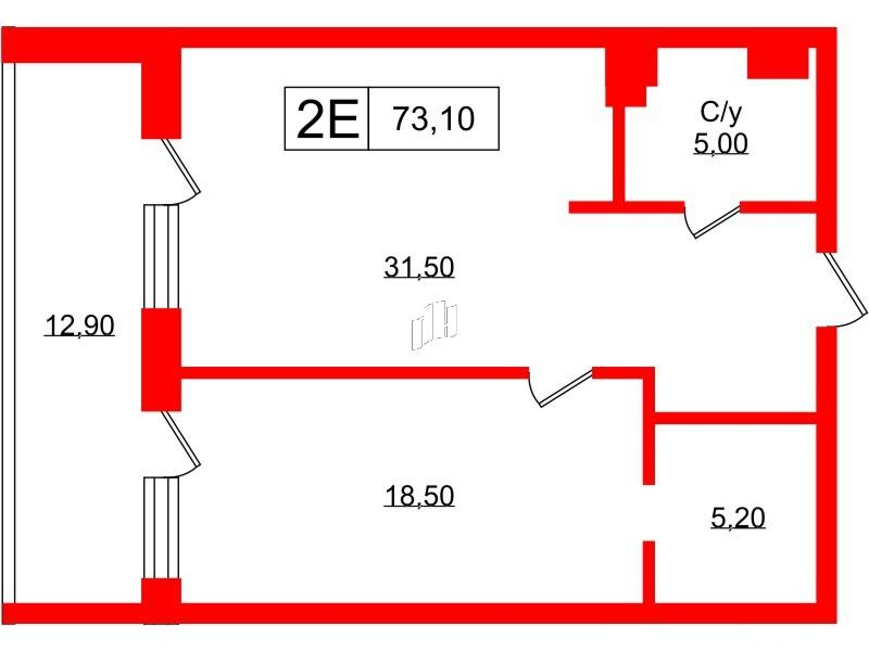 1-комнатная 71 м2 в ЖК Princesse Royal корпус null этаж 5