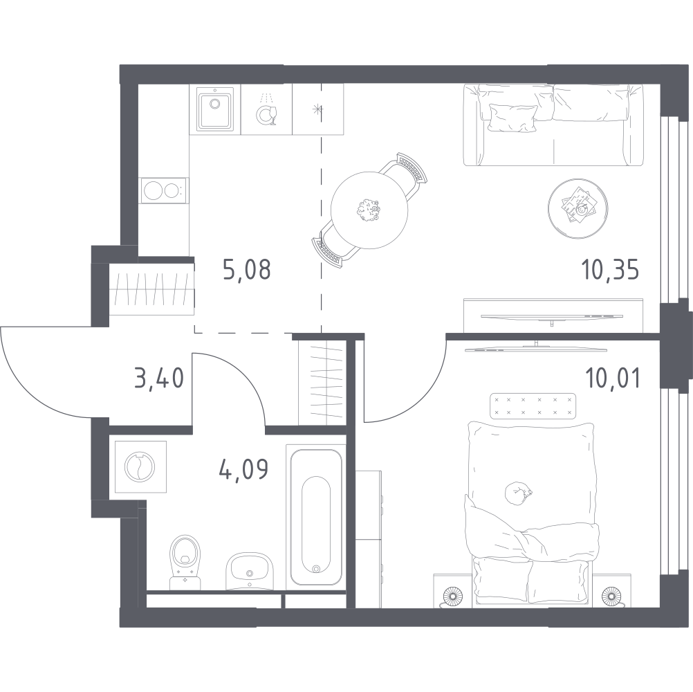 Студия 32 м2 в ЖК Космический Квартал корпус null этаж 14