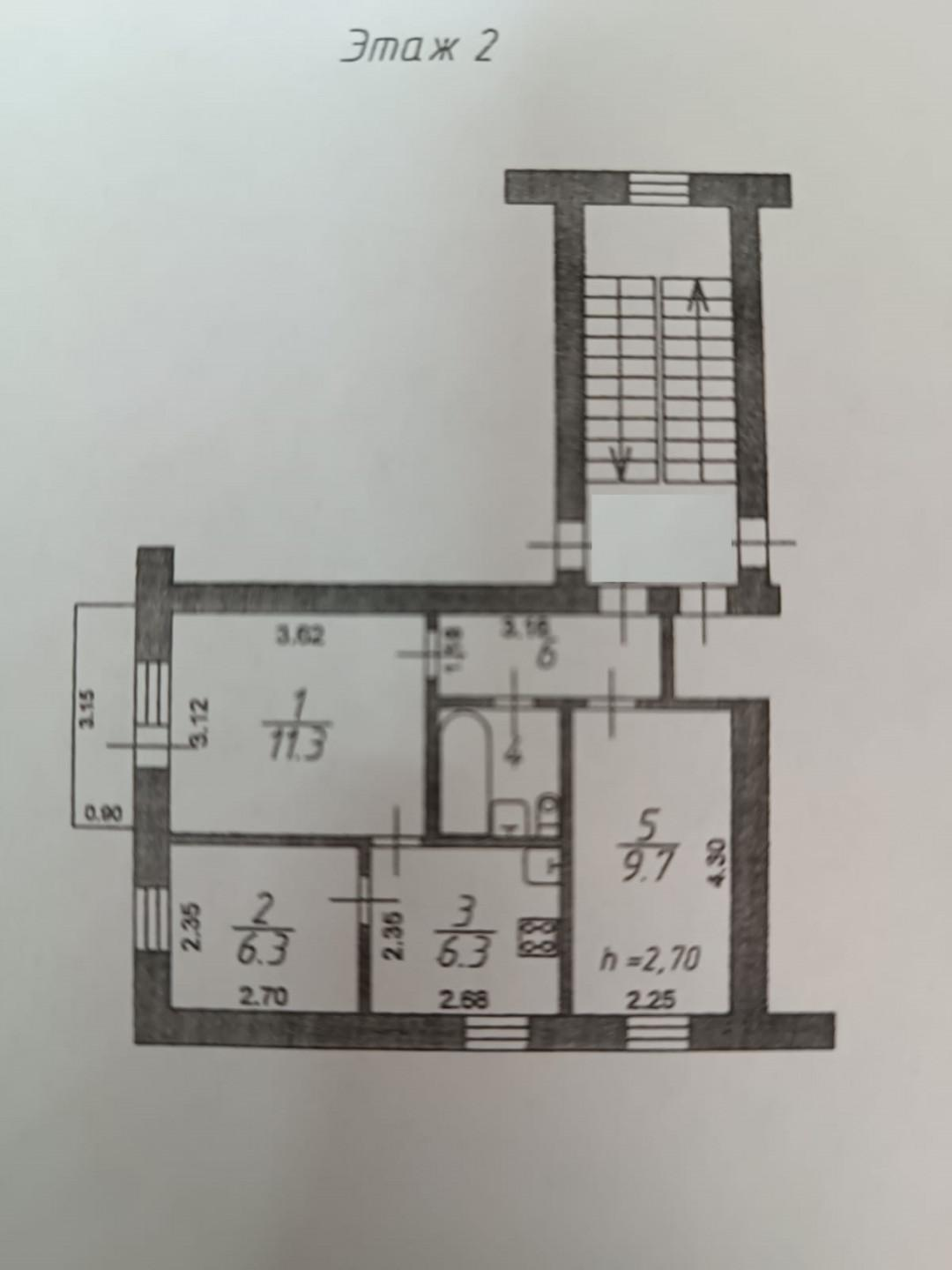3-комнатная 40.5 м2 в ЖК undefined корпус null этаж 2