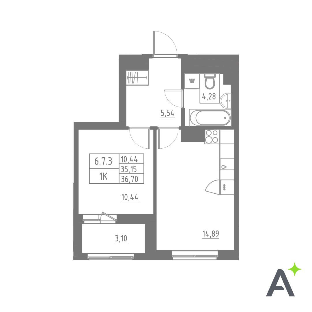 Студия 36 м2 в ЖК Аквилон SOLAR корпус null этаж 8