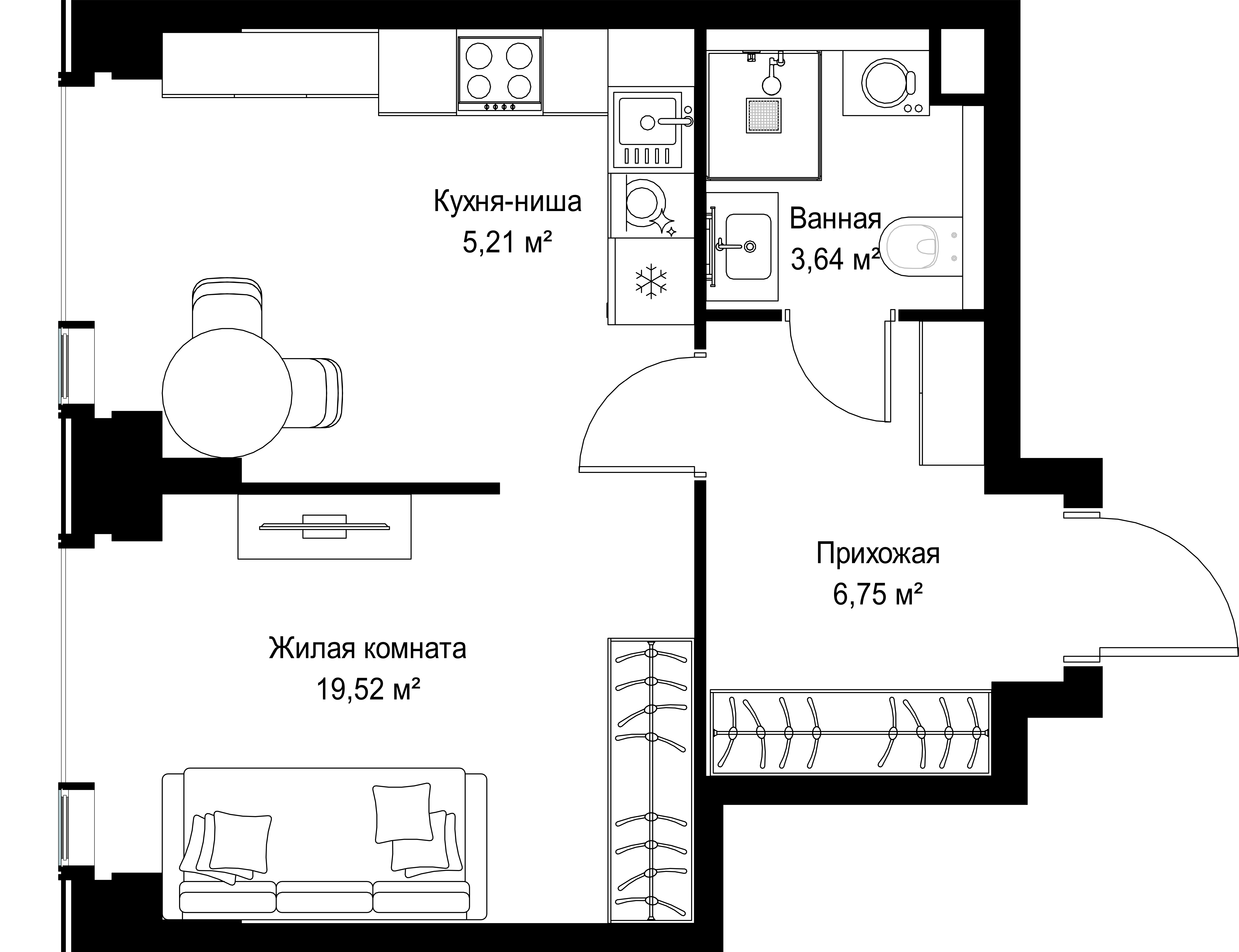 1-комнатная 35 м2 в ЖК СИТИДЗЕН корпус null этаж 15