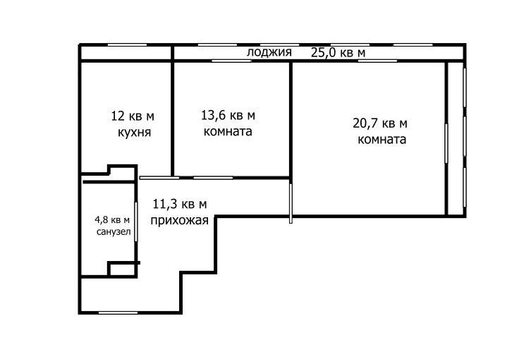 2-комнатная 57.2 м2 в ЖК undefined корпус null этаж 14