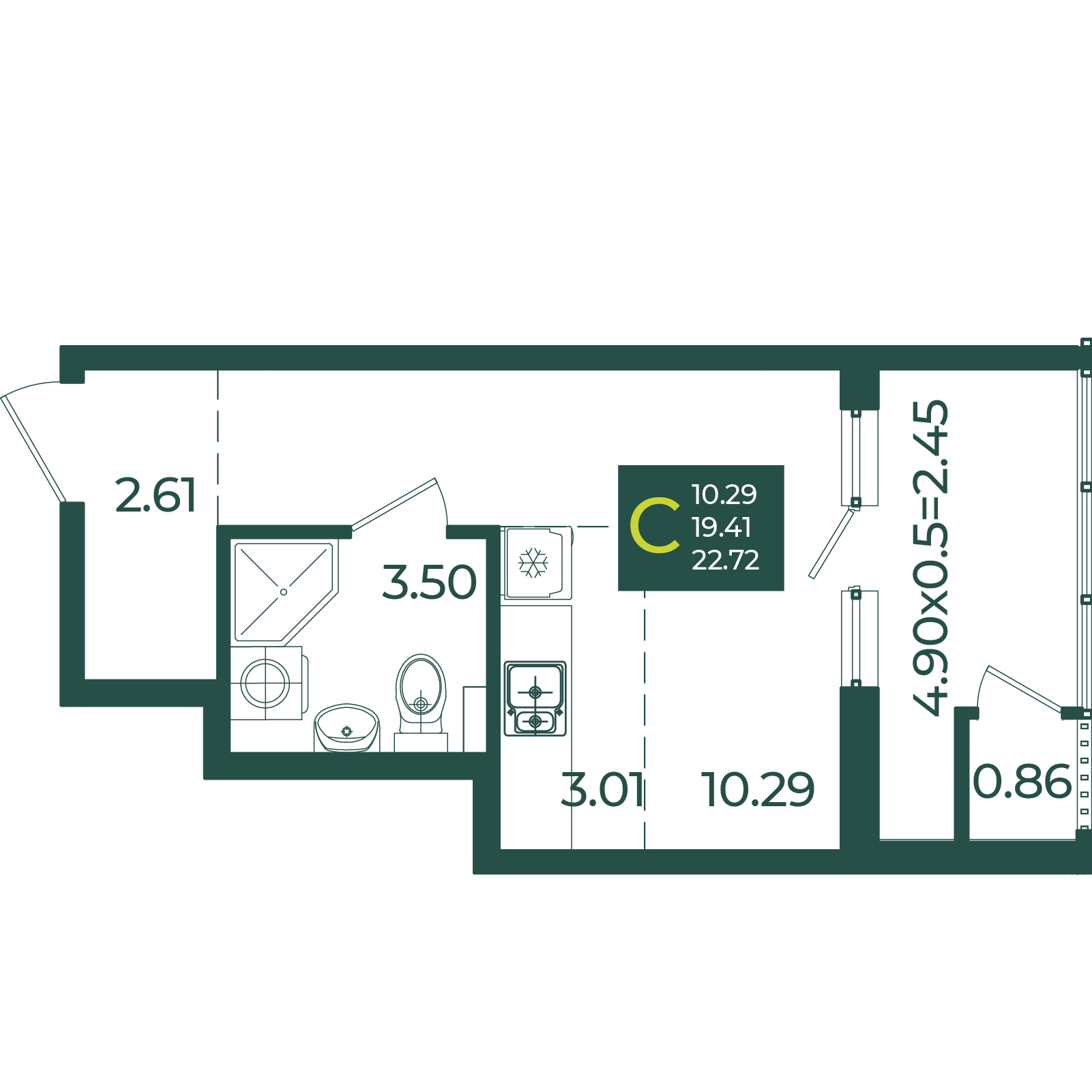 Студия 22 м2 в ЖК Образцово корпус null этаж 3