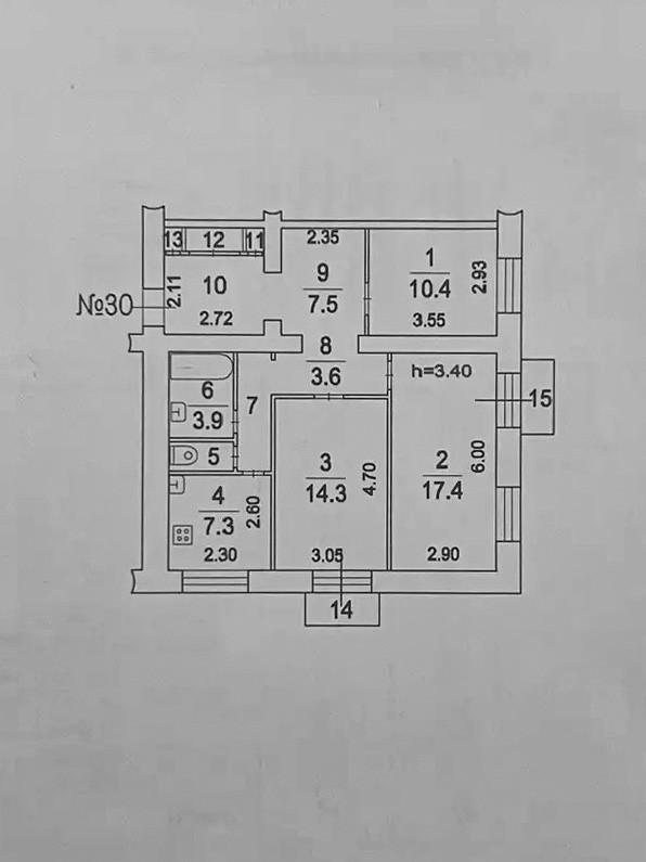 3-комнатная 78 м2 в ЖК undefined корпус null этаж 5