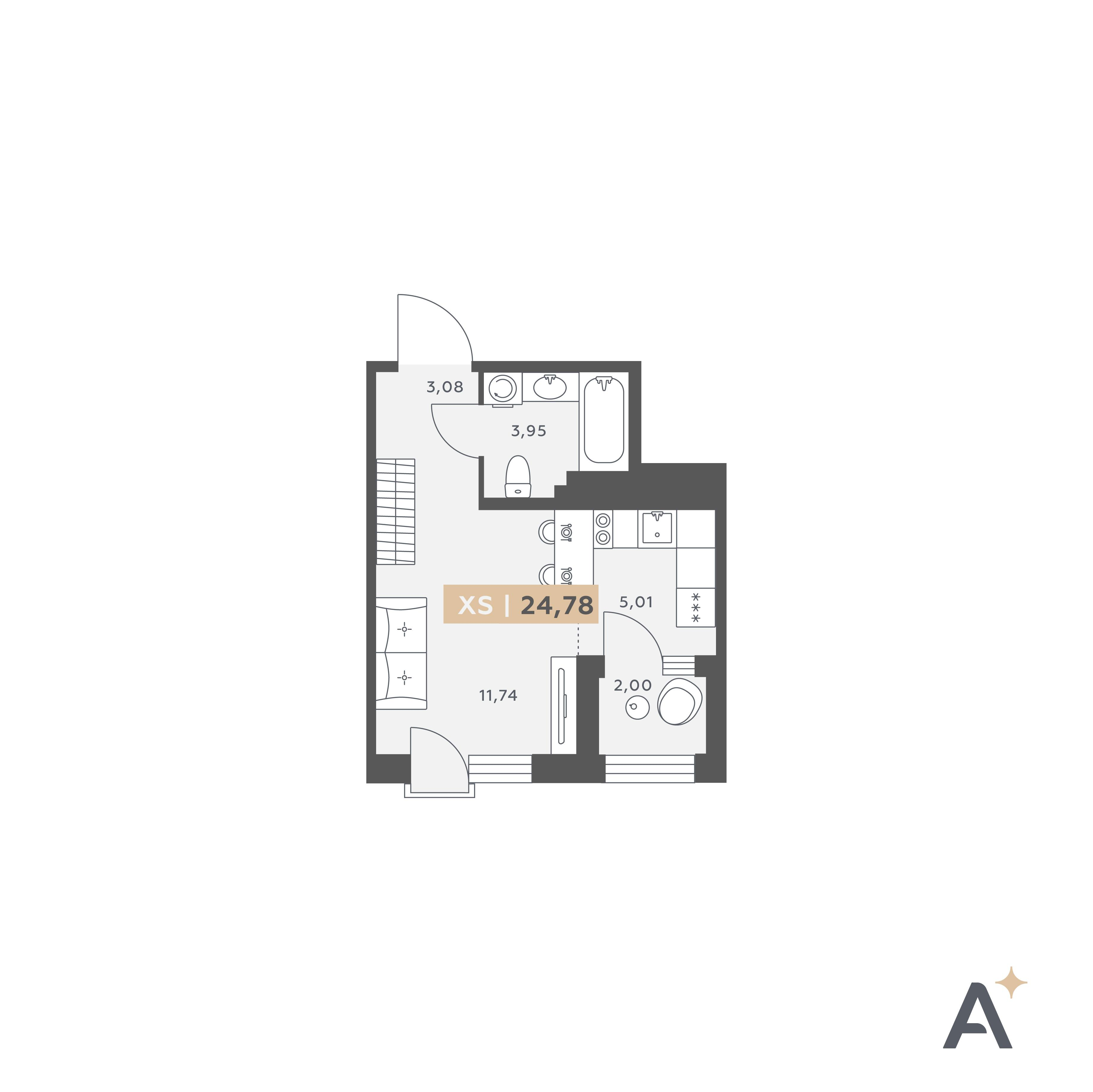 Студия 24 м2 в ЖК ORO by Akvilon корпус null этаж 8