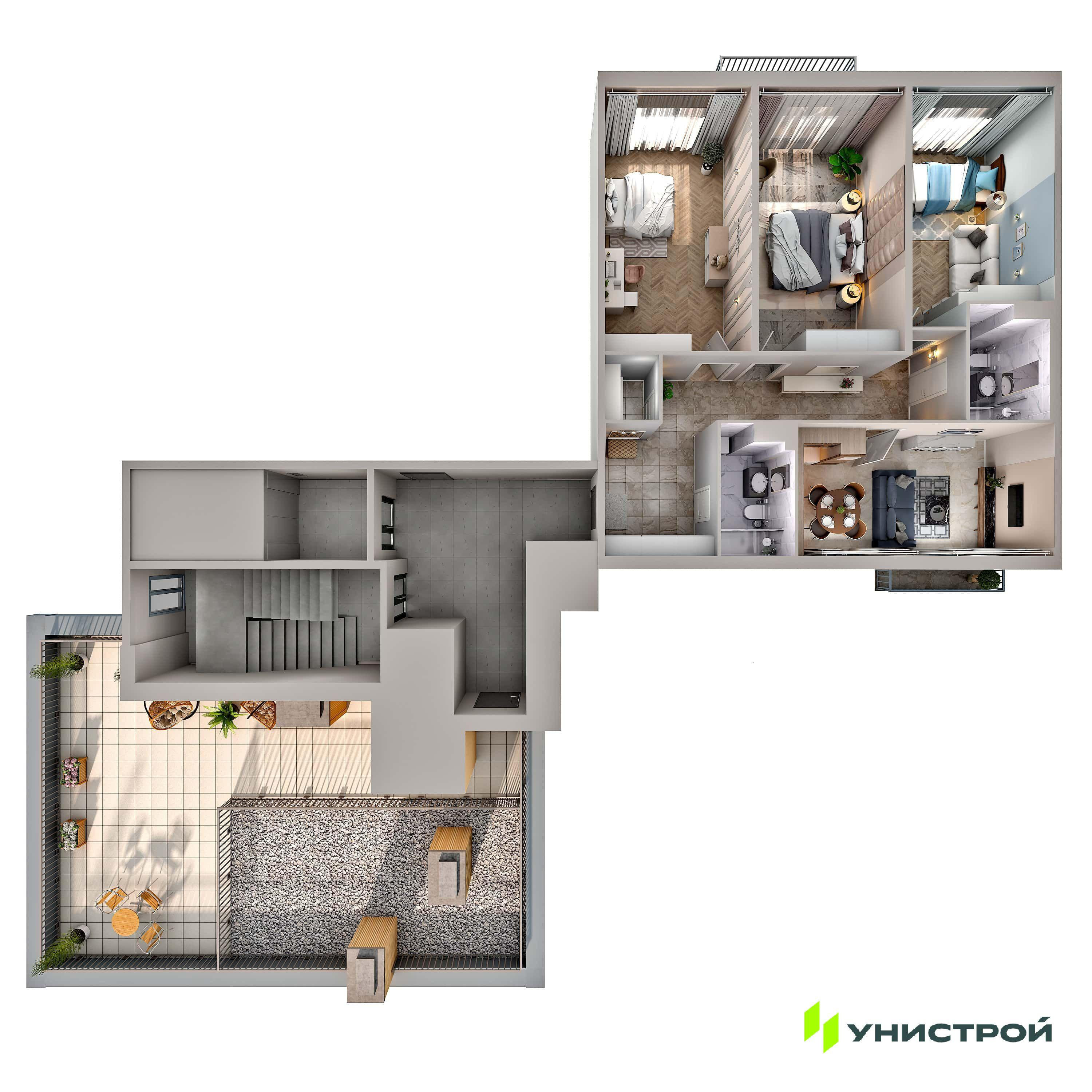3-комнатная 127 м2 в ЖК Upoint корпус null этаж 9