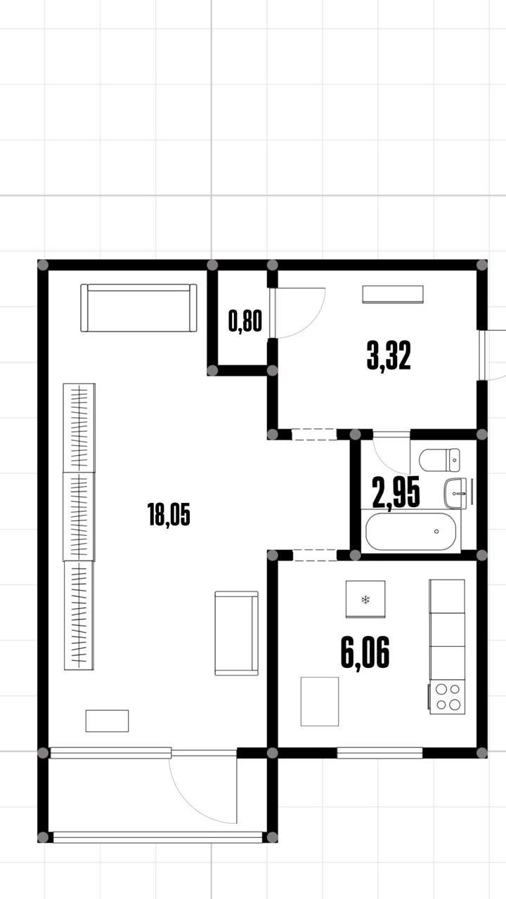 1-комнатная 32.7 м2 в ЖК undefined корпус null этаж 5