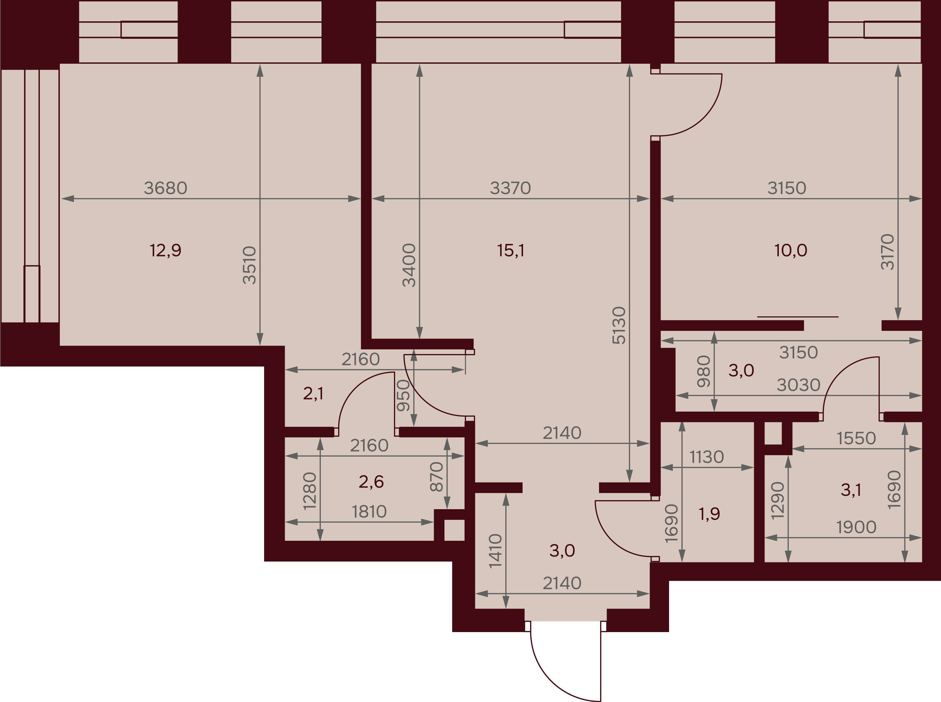 2-комнатная 53 м2 в ЖК Дом 7. Даниловский корпус null этаж 13
