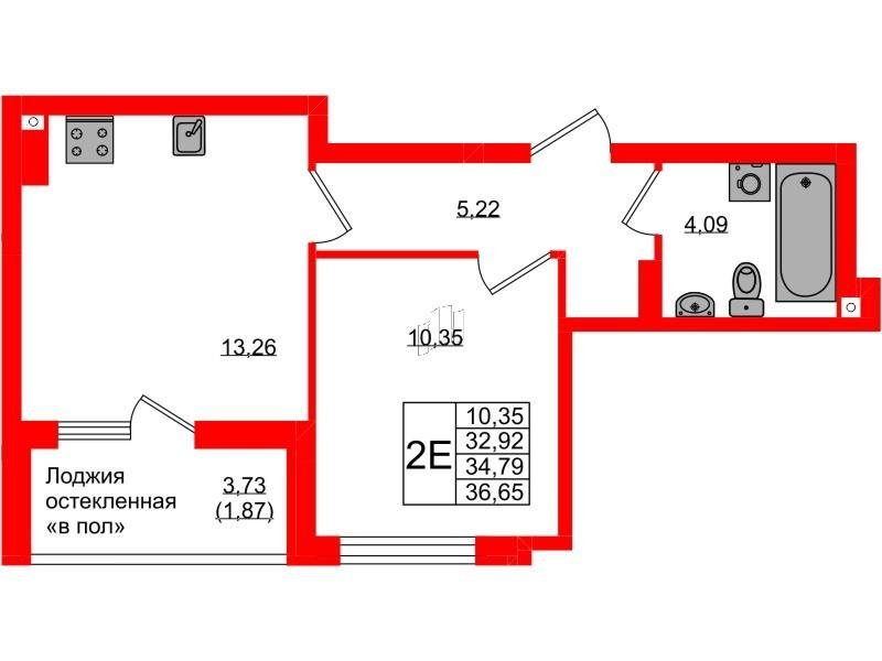 1-комнатная 34 м2 в ЖК Консул корпус null этаж 8